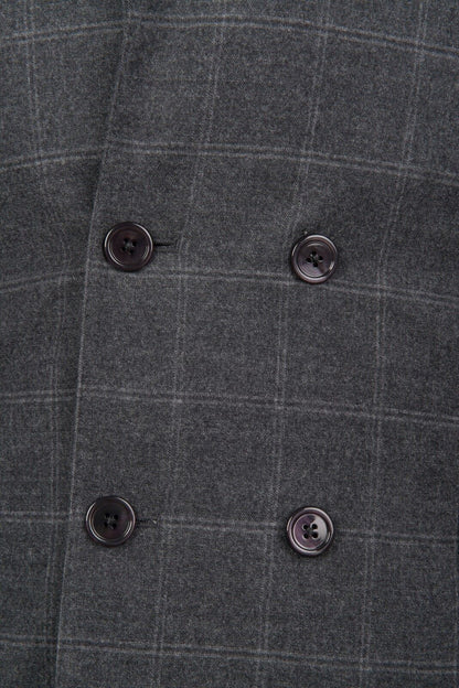$1680 D'AVENZA Grey Wool Windowpane Jacket Blazer DB Sewn in Italy 40 US / 50 EU