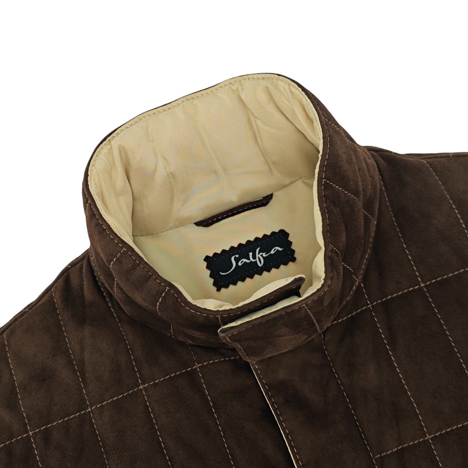 SALFRA Brown Suede Leather Field Jacket Coat Belted Made Italy 40 US / 50 IT