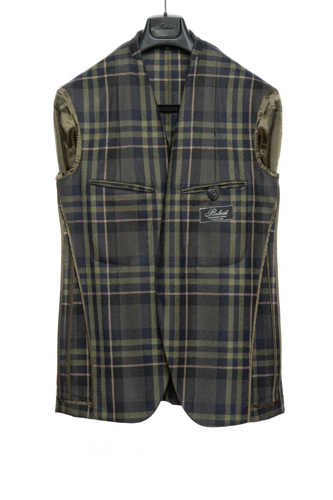$2295 BELVEST Blue Green Wool Check Jacket Blazer 42 US / 52 EU Drop 7R  