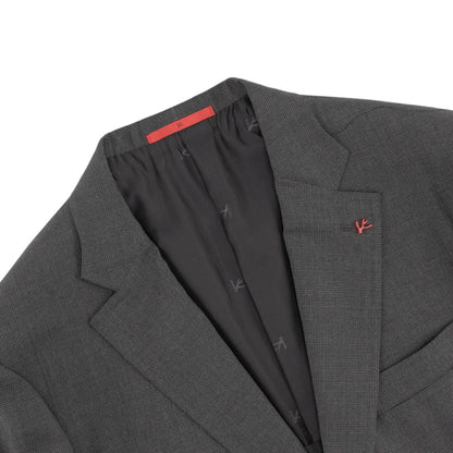 $6550 ISAIA NAPOLI "Capri" Charcoal Gray Suit Hand-Sewn Fine Wool Micro Checks
