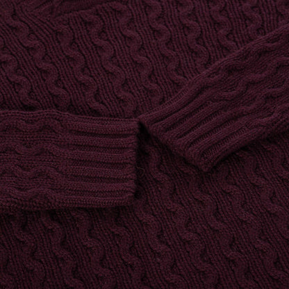 $1400 FEDELI CASHMERE Burgundy Cable-Knit Sweater 100% Cashmere 40 US / 50 EU