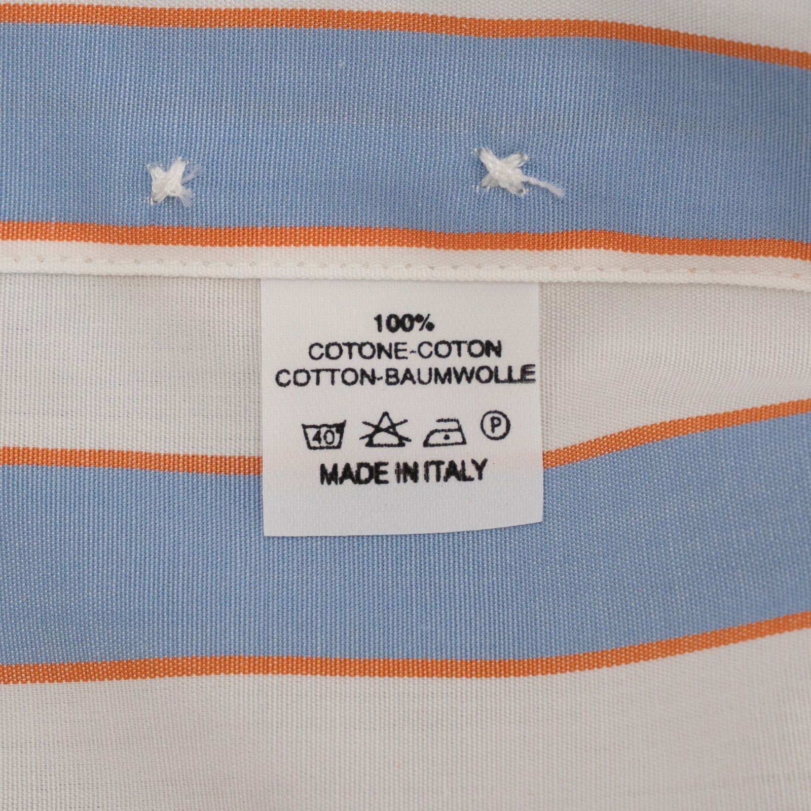 500$ ETRO MILANO Shirt Striped Shirt Blue Orange Button-Down Cotton 15.5 - 39