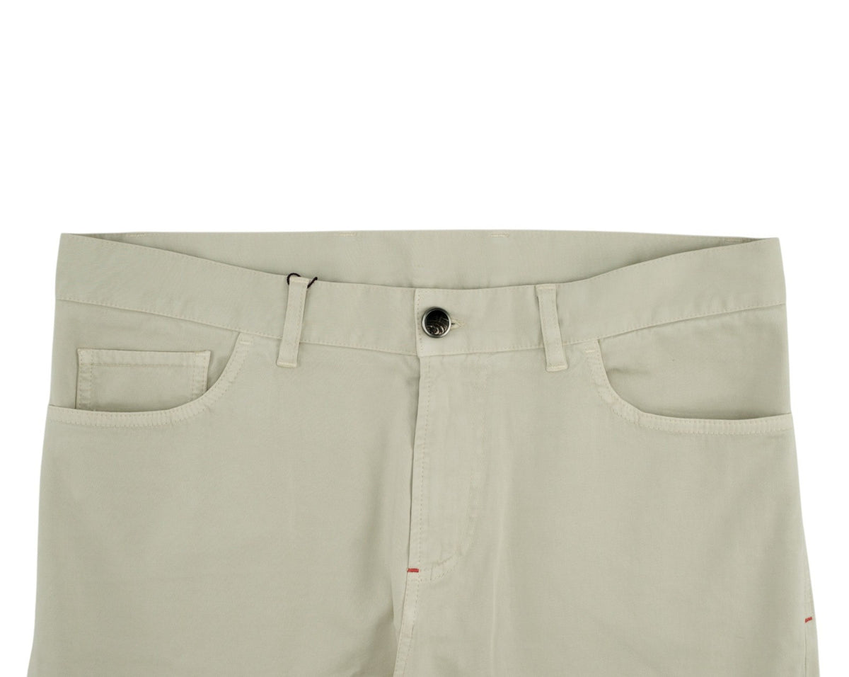 690$ ISAIA NAPOLI Ivory 5 Pocket Pant Cashmere - Cotton Slim 34 US / 50 EU