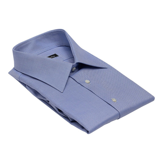 690$ LUXURY GERLIN Shirt Blue ALUMO Heavy Cotton 17.75 - 45 1P ZILLI