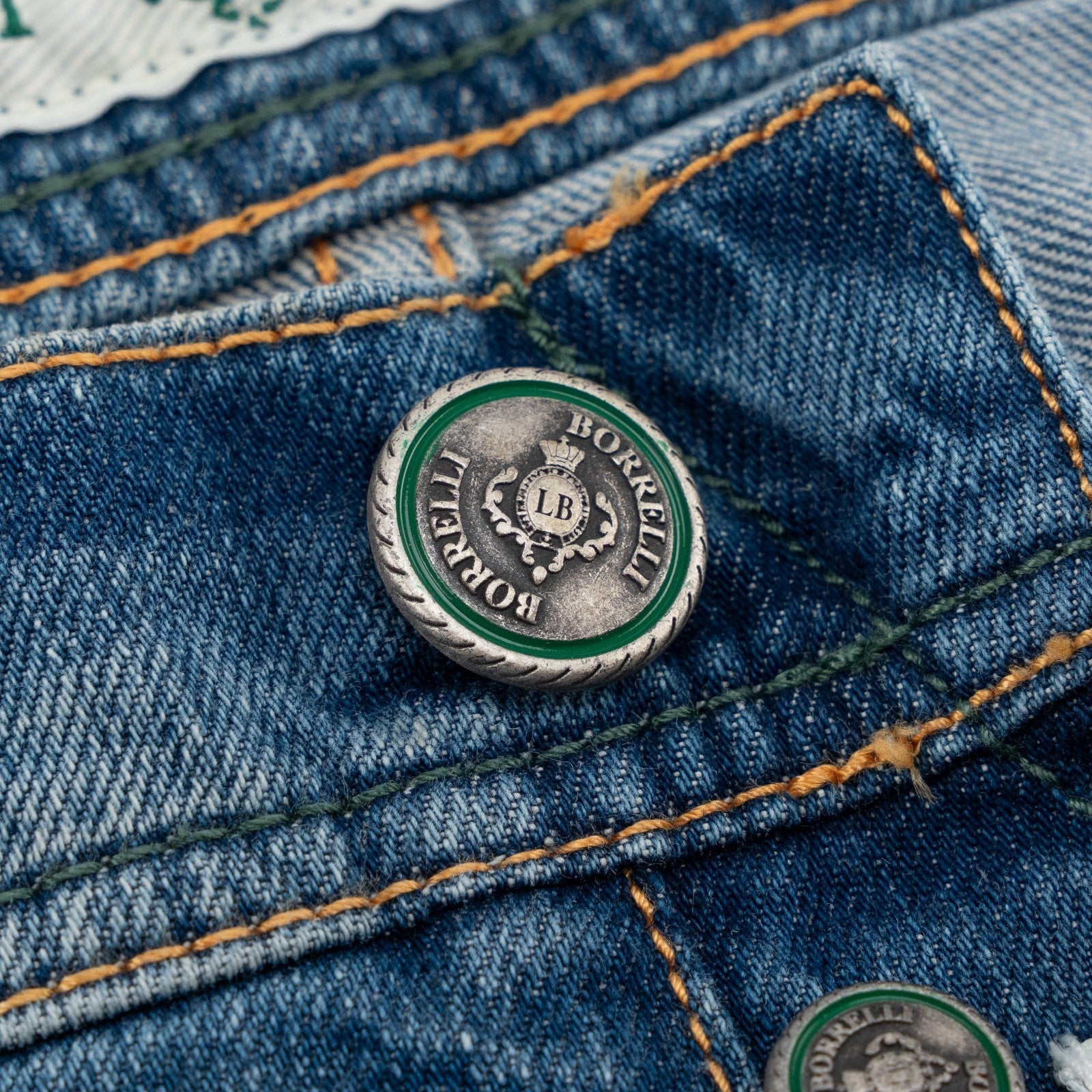 415$ LUIGI BORRELLI NAPOLI Blue Wash Denim Jeans Pant Cotton 33 US / 49 EU
