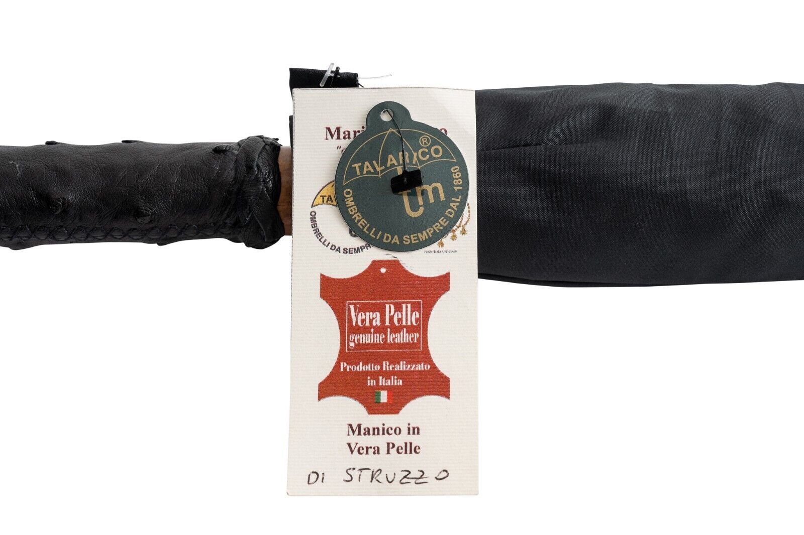 RARE!! MARIO TALARICO NAPOLI Umbrella Black Handmade Real "OSTRICH" Handle