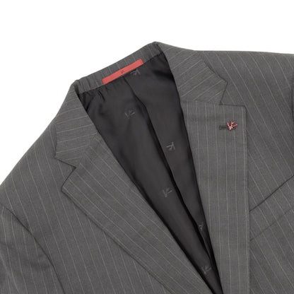 $6850 ISAIA NAPOLI "Gregorio" Gray Suit Hand-Sewn Fine Wool 4 Season Striped