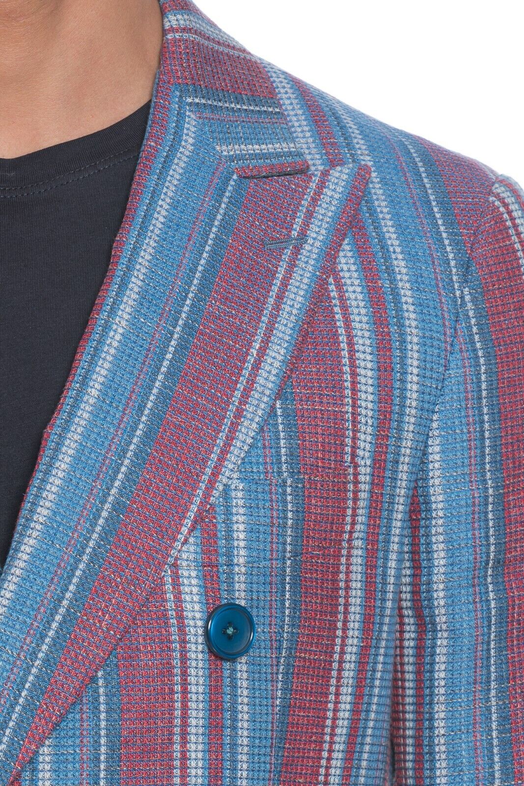 2080$ BELVEST Double Breasted Jacket Striped Linen 40 US / 50 EU Super Slim Fit