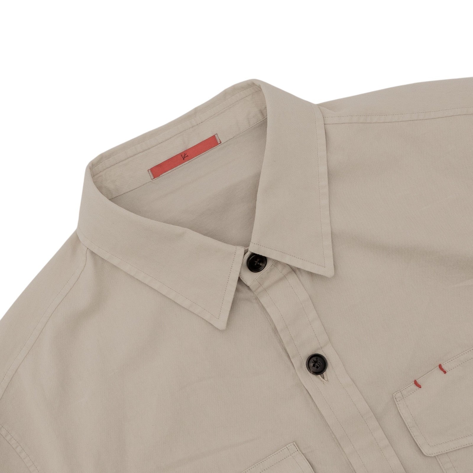 $1300 ISAIA NAPOLI Light Beige Hand-Sewn Overshirt Jacket Cotton Silk Size XXL