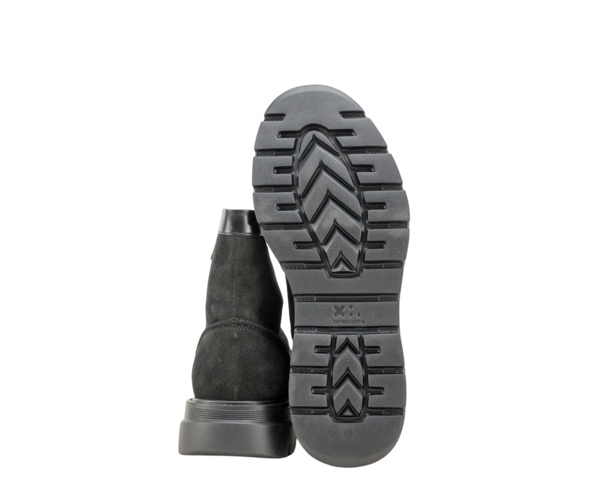 1550$ TESTONI Combat Zip Boot Shoes Suede + Plain Calf Black 8 UK / 9 US / 42 IT