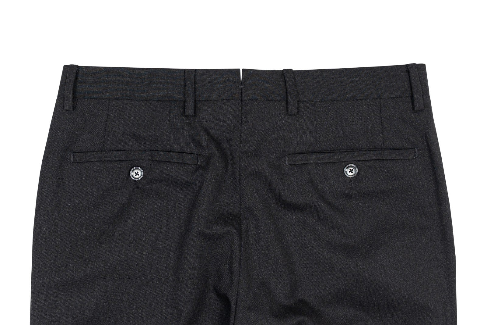 670$ RUBINACCI NAPOLI Dark Gray Worsted Wool 120's Dress Pant Handmade in Napoli