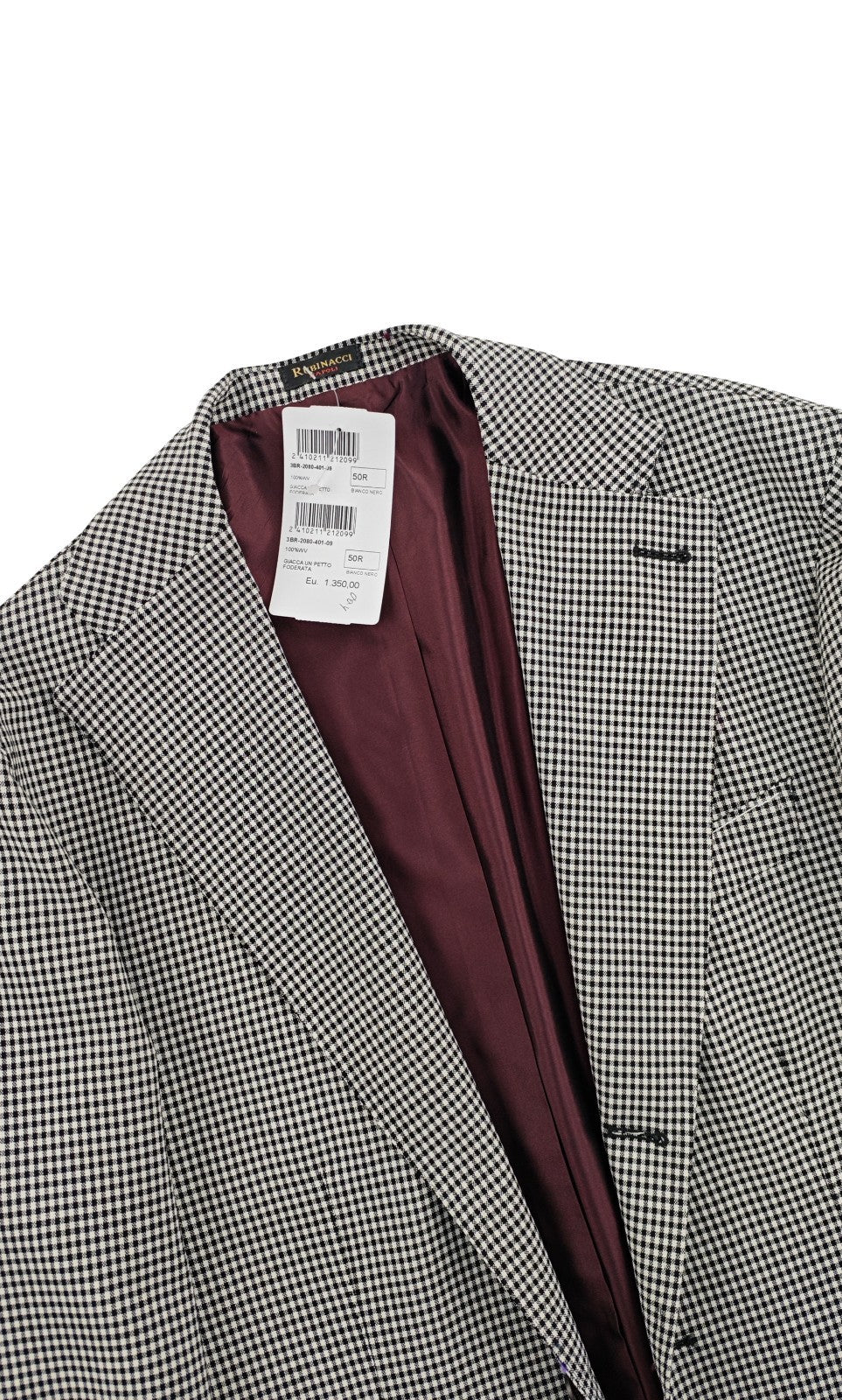 $1450 RUBINACCI Gray Checks Jacket Sport Coat Wide Lapel Fine Wool 40 US 50 EU