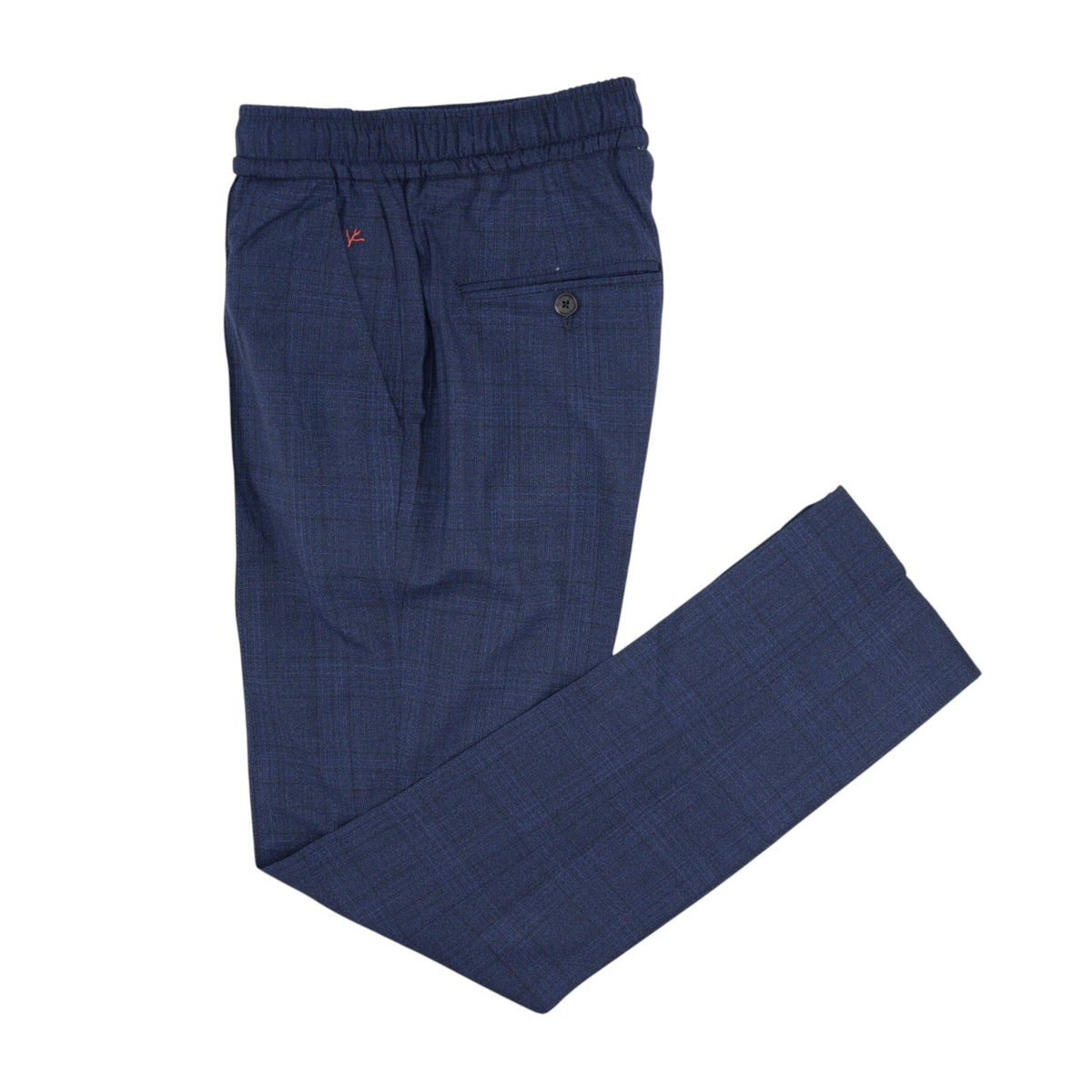 1300$ ISAIA NAPOLI Blue Glen Plain Drawstring Pant Fine Wool 28 US / 44 EU