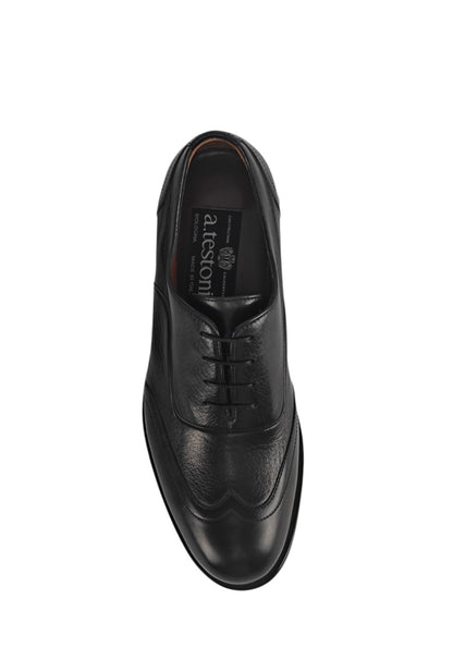 1300$ TESTONI Black Oxford Shoes Deerskin Leather 5.5 UK  / 6.5 US / 39.5 IT