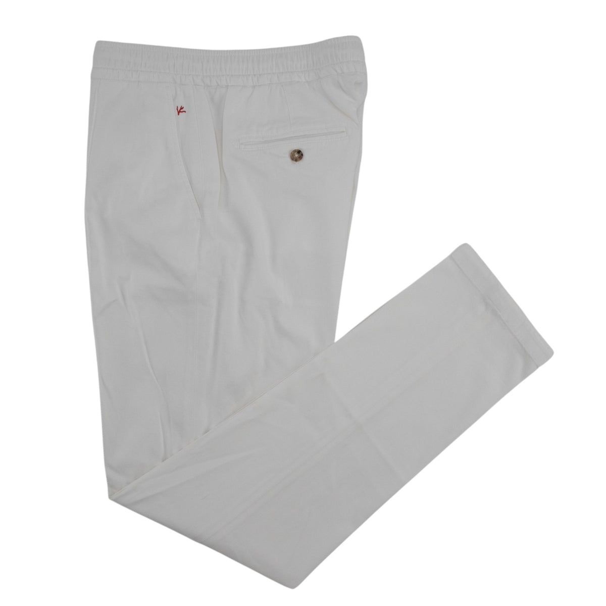1250$ ISAIA NAPOLI White Drawstring Pant Tapered Cotton Cashmere 34 US / 50 EU
