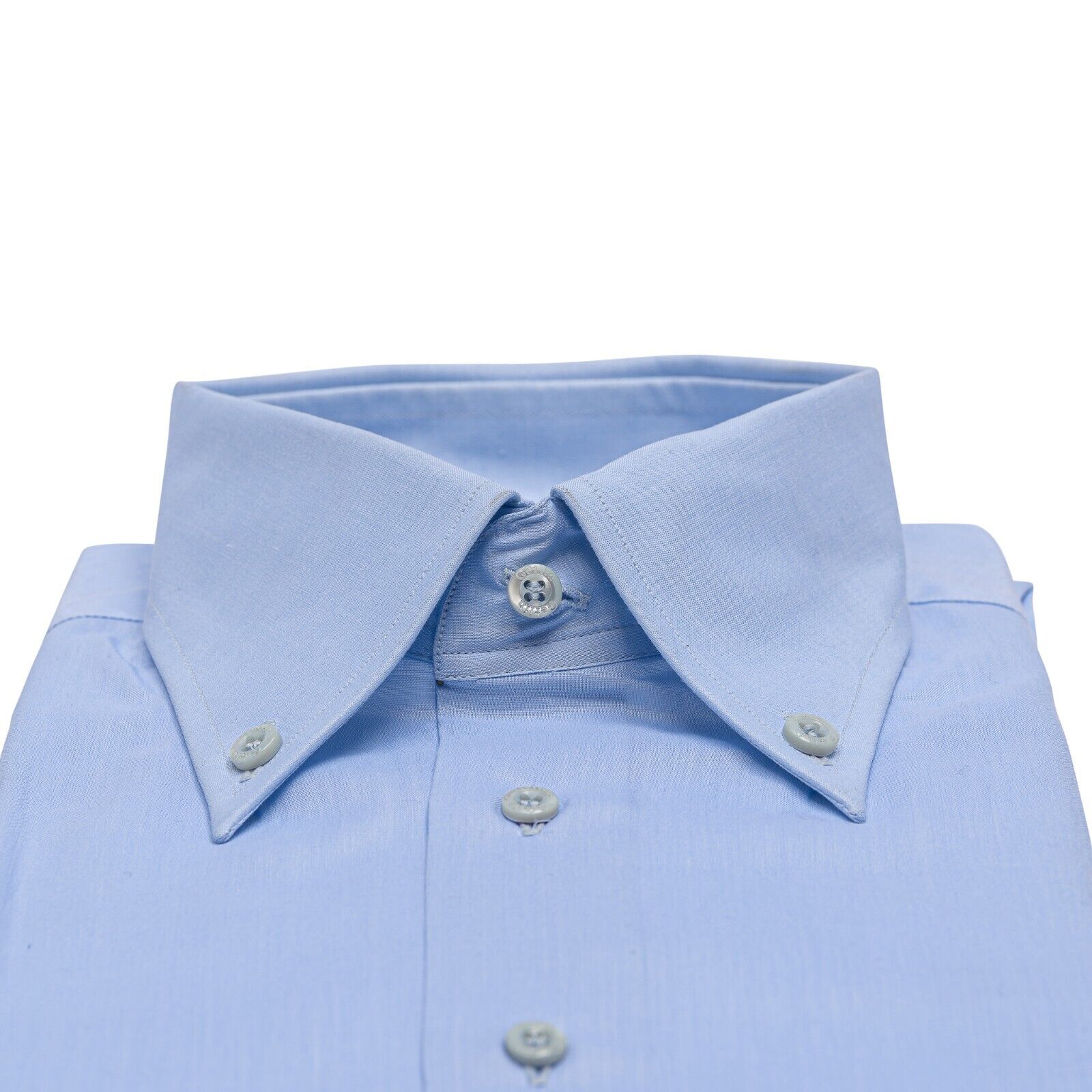 690$ LUXURY GERLIN Shirt Light Blue Point Collar Fine Cotton 1AG ZILLI