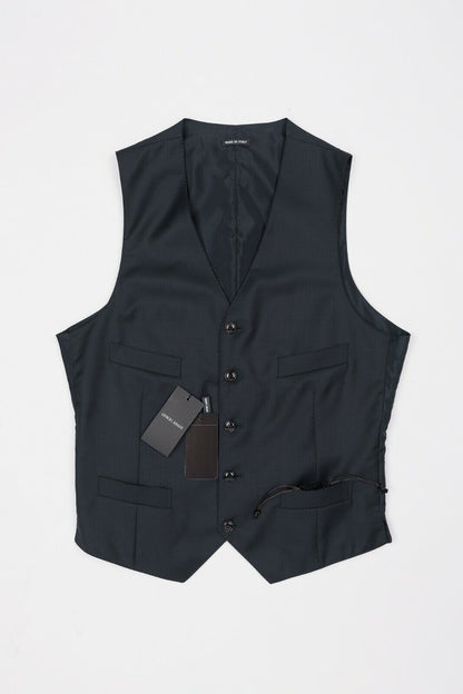 $1280 GIORGIO ARMANI Black Label Vest WOOL CASHMERE Blue Midnight 36 US / 46 EU