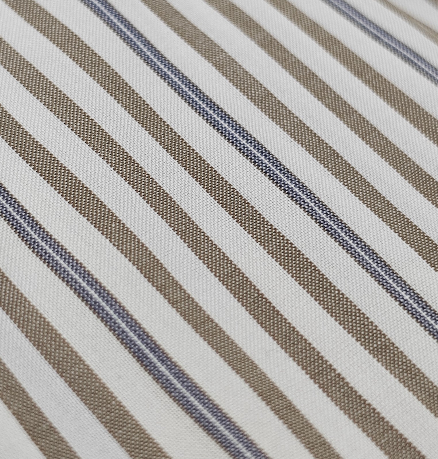730$ ISAIA NAPOLI "Mix" Dress Shirt White - Beige Striped Fine Cotton 16.5 - 42