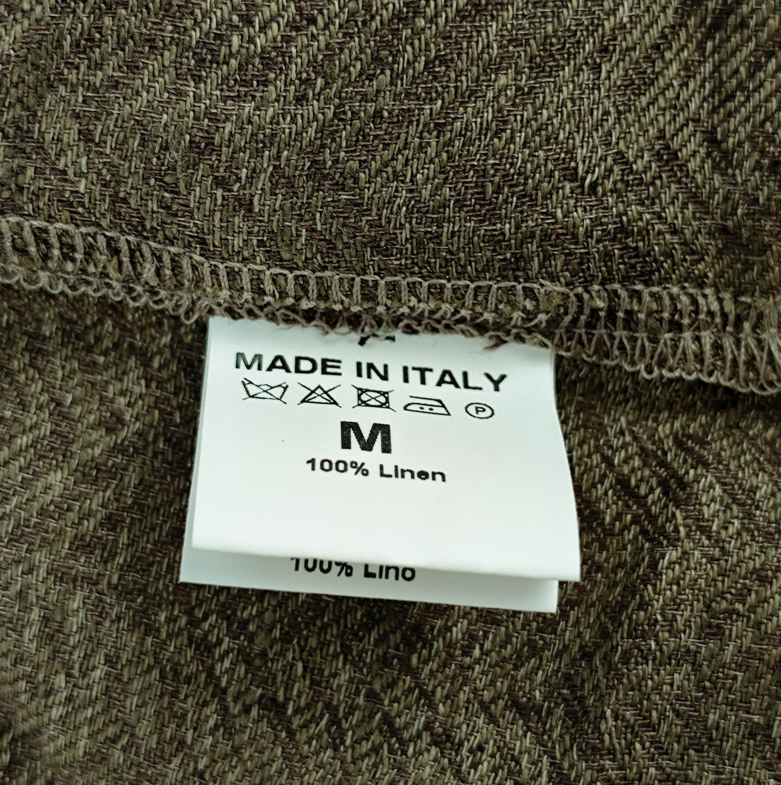 $1150 ISAIA Green Hand-Sewn Overshirt Jacket 100% Linen Herringbone Size M