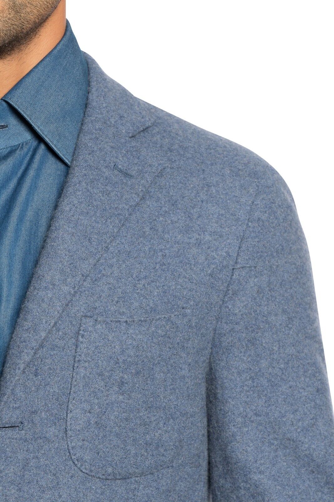 $2800 FEDELI CASHMERE Blue Blazer Jacket 100% Cashmere + Leather 38 US / 48 EU