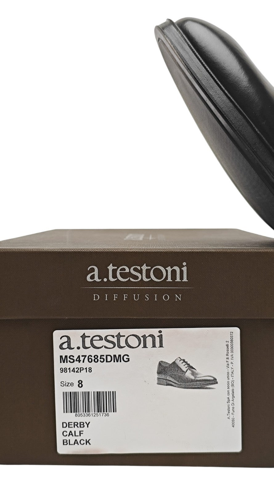 1200$ TESTONI Bologna Derby Shoes Black Calf 8 UK / 9 US / 42 IT