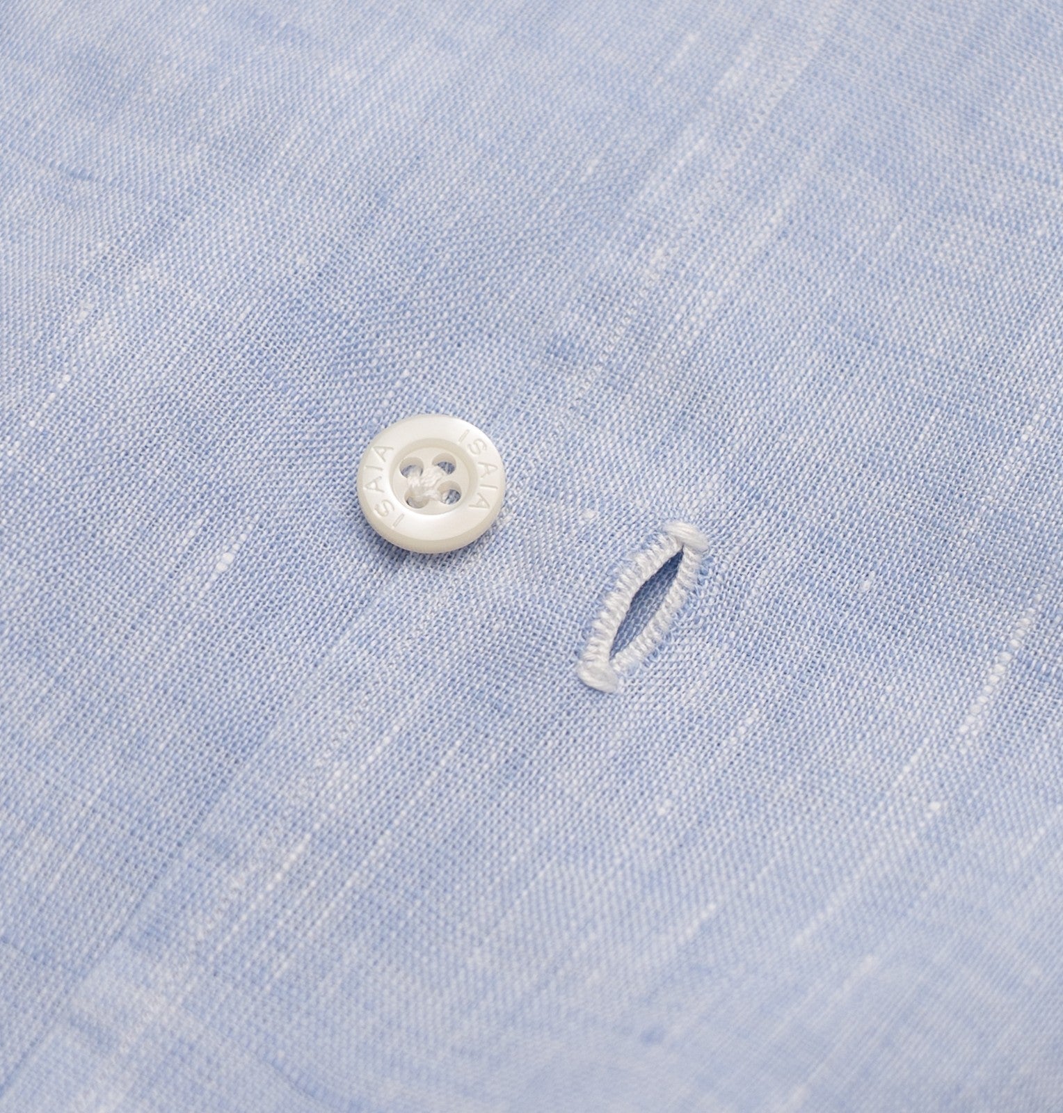 740$ ISAIA NAPOLI  Blue Camp Collar Shirt Short Sleeve 100% Linen 15.75 - 40