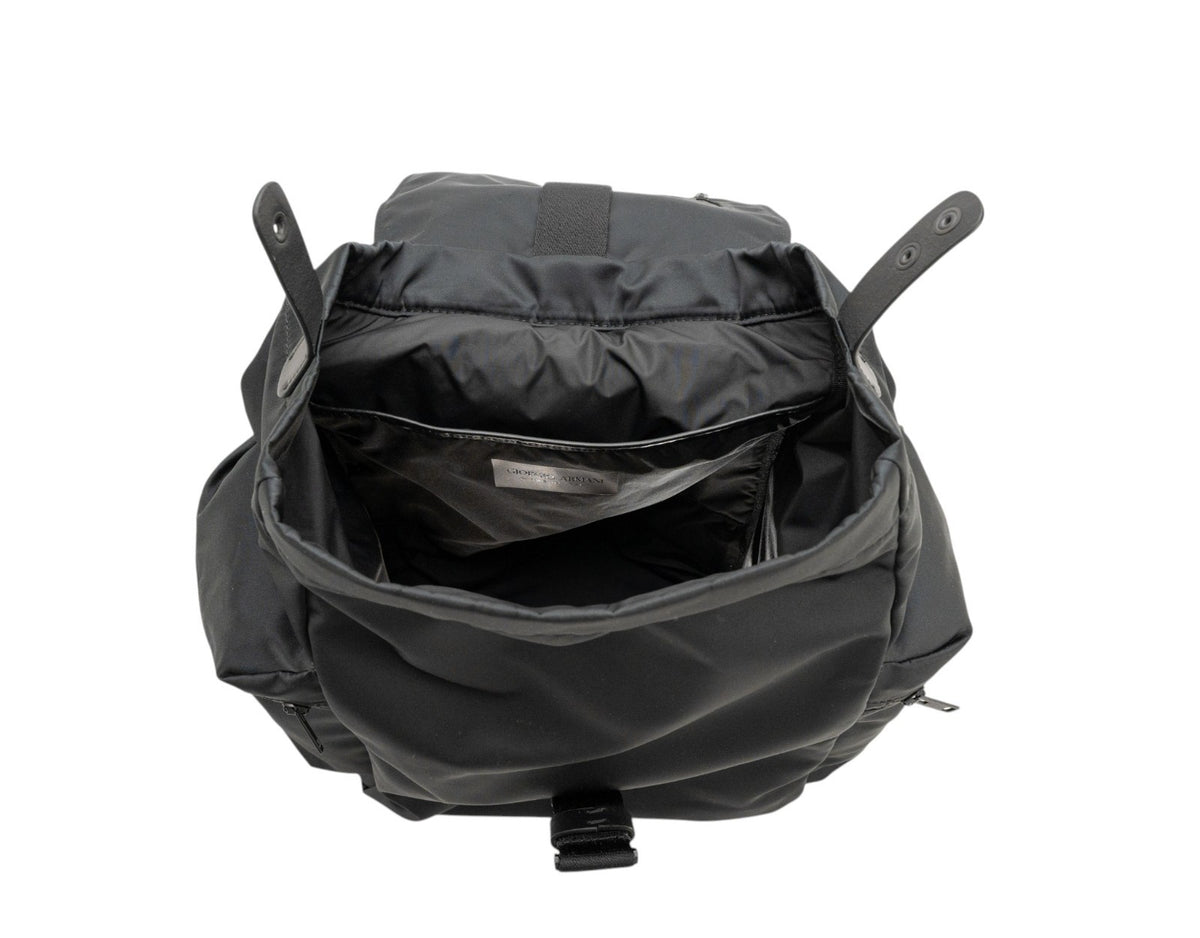 1950$ GIORGIO ARMANI Multiple Backpack Travel Black XL Technical Fabric+Leather