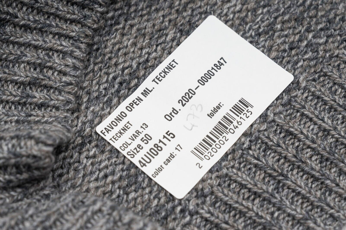 $2000 FEDELI "Favonio" Gray Cardigan Sweater Zip 100% Cashmere 40 US / 50 EU
