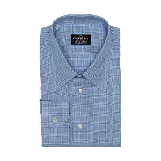 690$ LUXURY GERLIN Shirt Checks Blue Flannel Cotton 16 - 41 1F BIJAN
