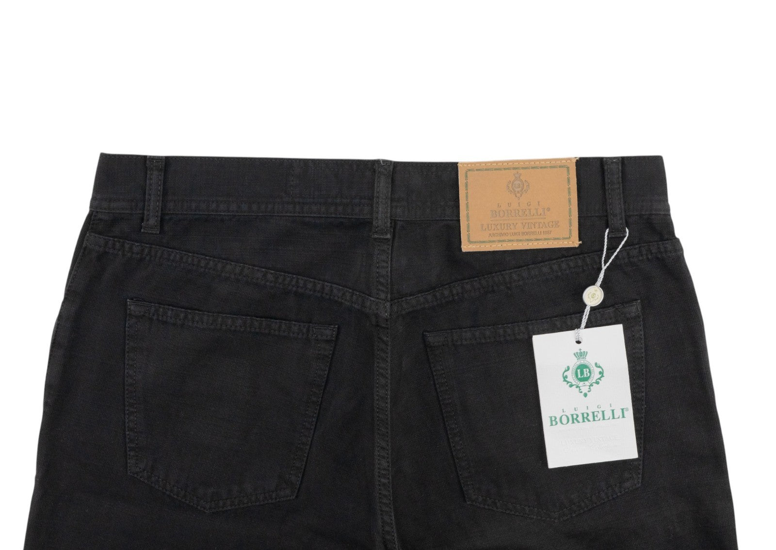415$ LUIGI BORRELLI NAPOLI Black Denim Jeans Pant Cotton Made in Italy