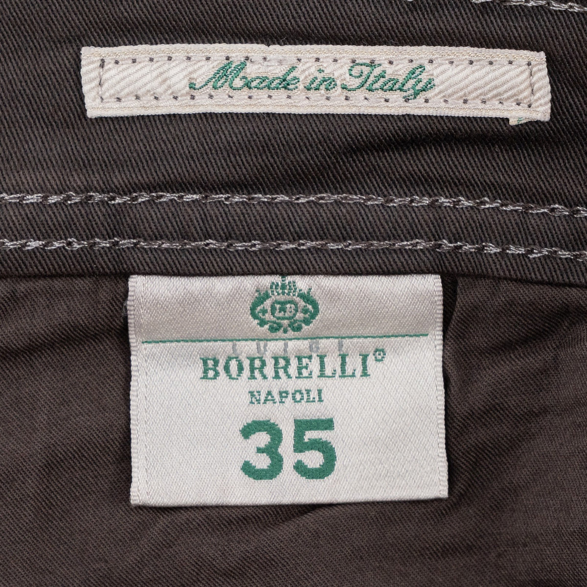 415$ LUIGI BORRELLI NAPOLI Solid Brown Denim Jeans Pant Cotton 35 US / 51 EU