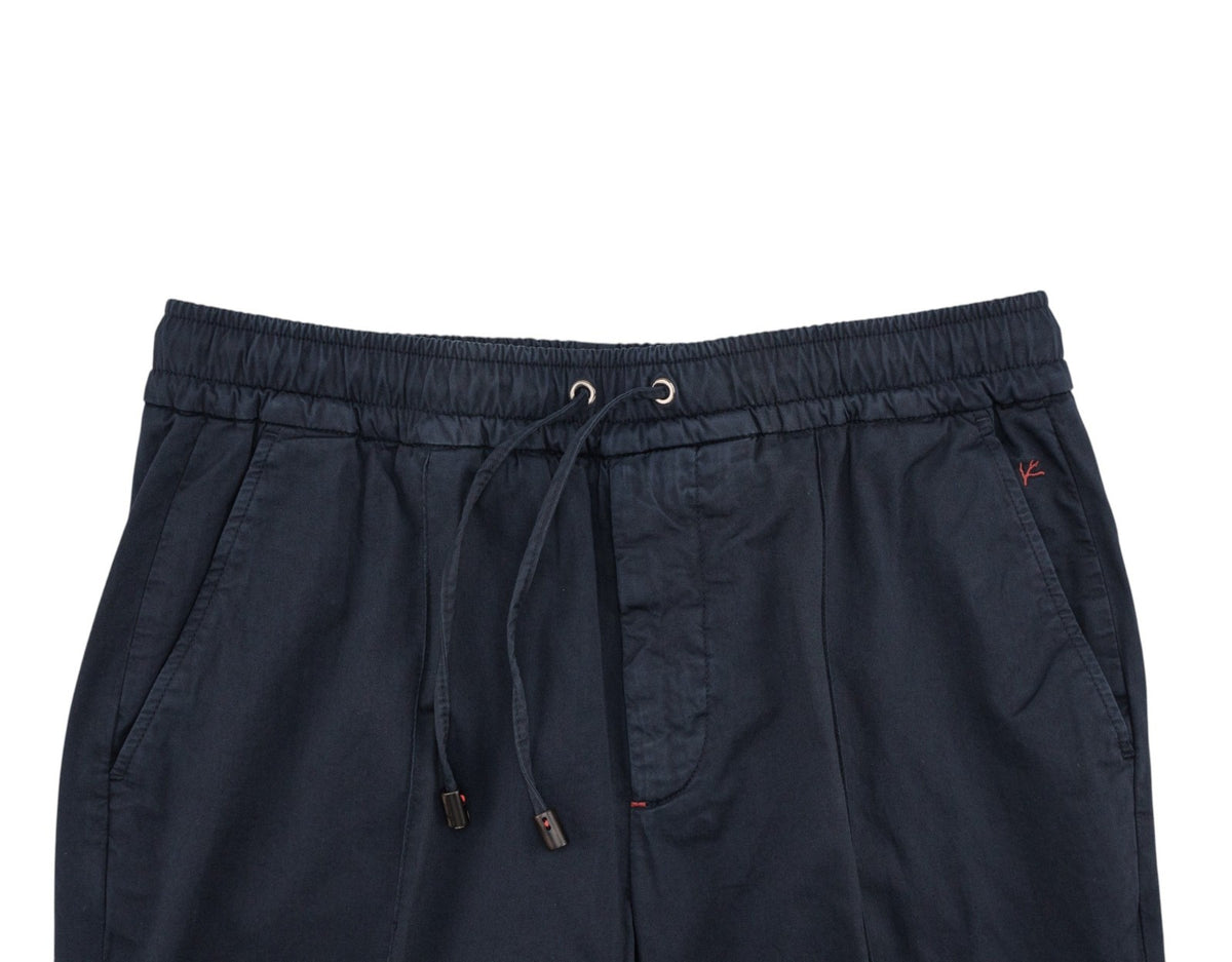 1050$ ISAIA NAPOLI Dark Blue Drawstring Pant Cotton Tapered Fit 34 US / 50 IT
