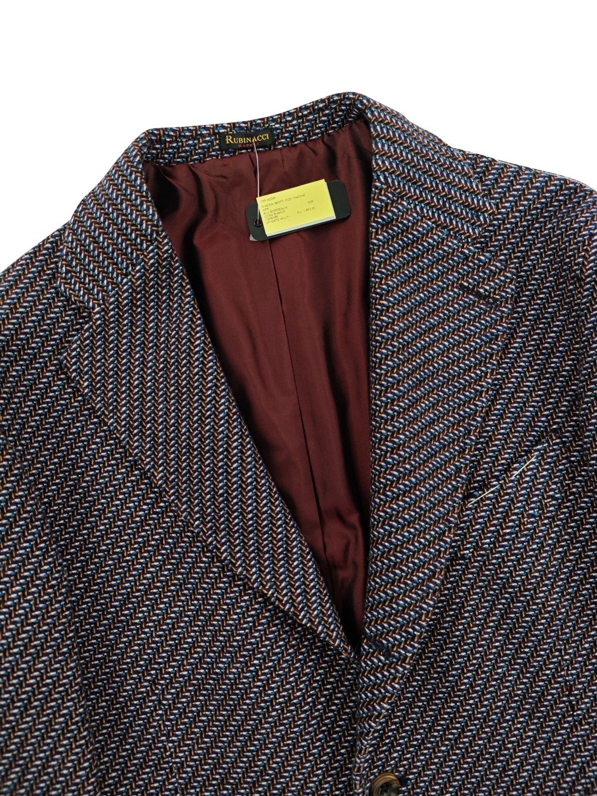 $2200 RUBINACCI NAPOLI Blue Herringbone Jacket Sport Coat 100% Cashmere