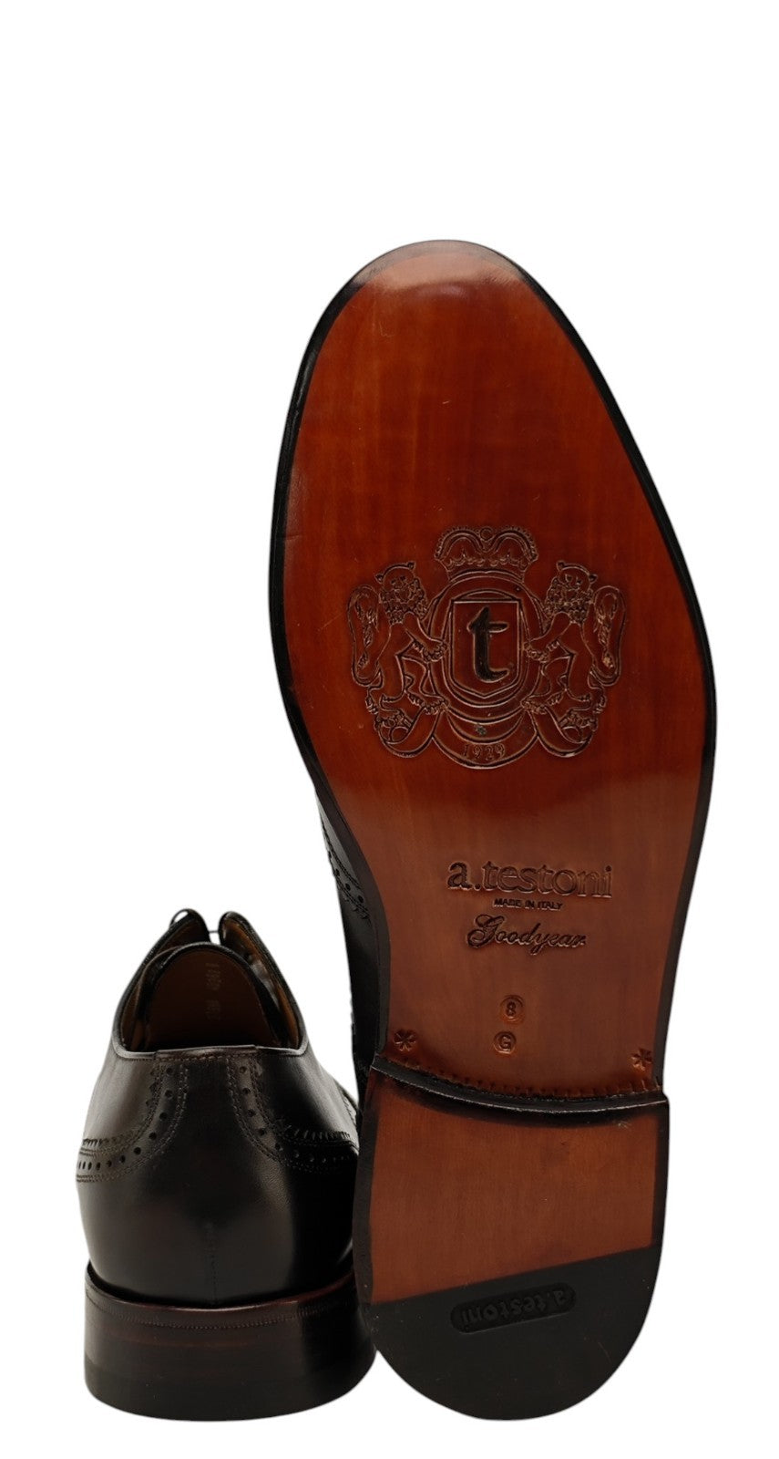 1450$ TESTONI GOODYEAR Construction Shoes Calf Brown Cigar 8 UK / 9 US / 42 IT