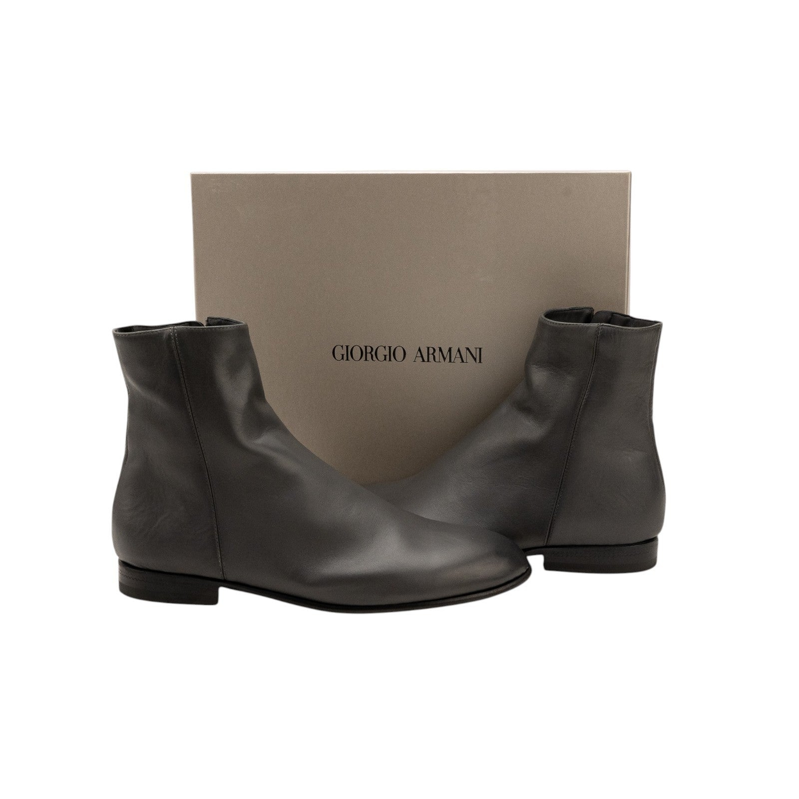 1655$ GIORGIO ARMANI Black Label Ankle Boot Shoes London Smoke Calfskin