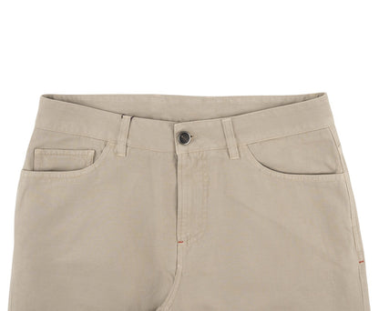725$ ISAIA NAPOLI Beige 5 Pocket Trouser Pant Cotton Linen Regular Fit