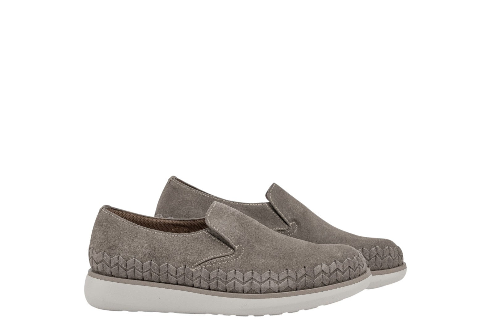1050$ GIORGIO ARMANI Sneaker Shoes Slip-On Taupe Woven Suede 6 UK / 7 US / 40 IT
