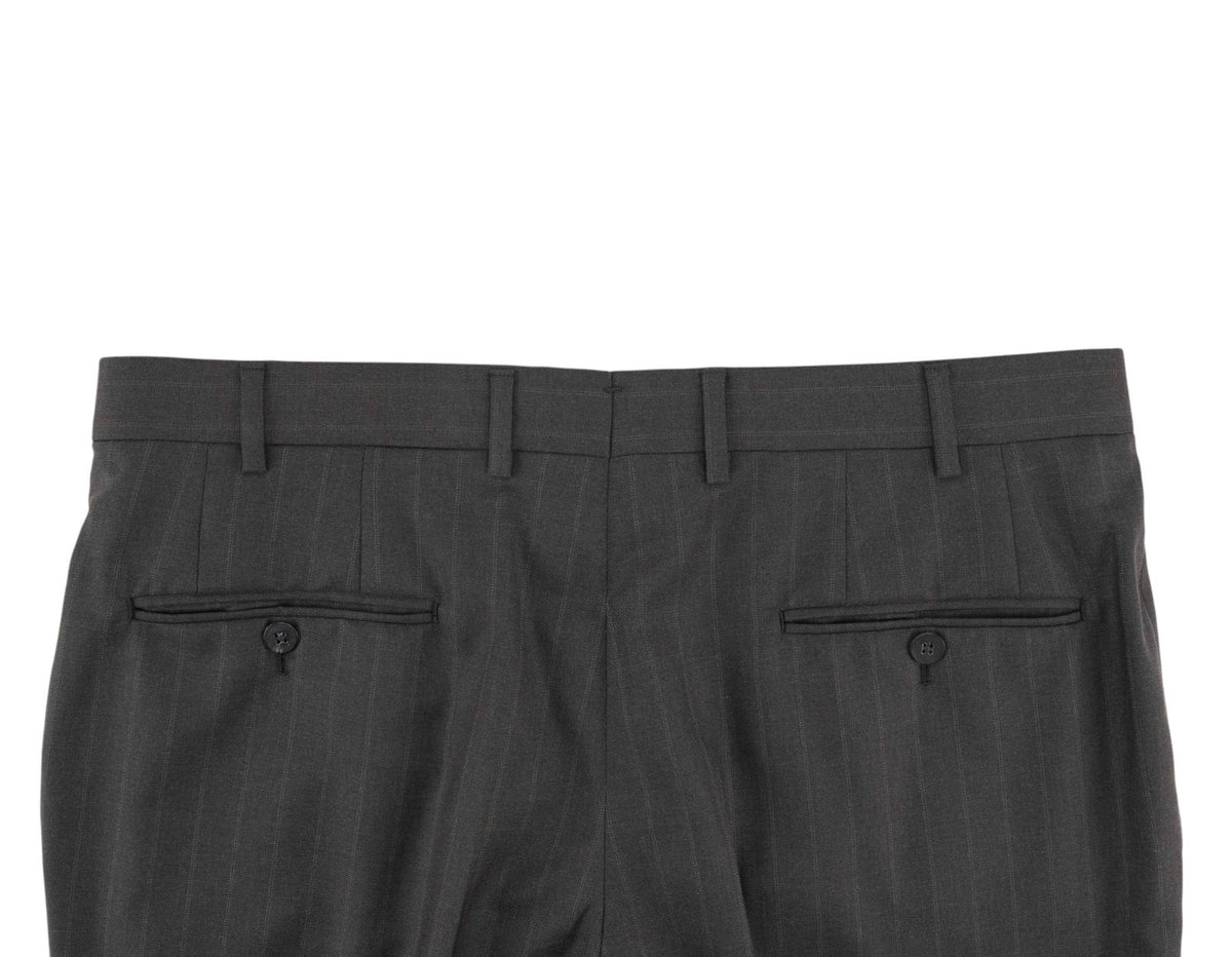 $6850 ISAIA NAPOLI "Gregorio" Dark Gray Suit Hand-Sewn Fine Wool Striped