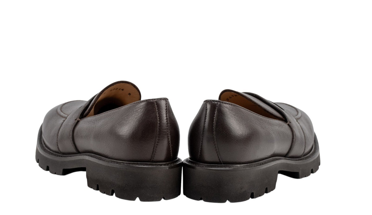 960$ TESTONI "Custoza" Penny Loafer Slip-On Deer Cigar 8 UK / 9 US / 42 IT