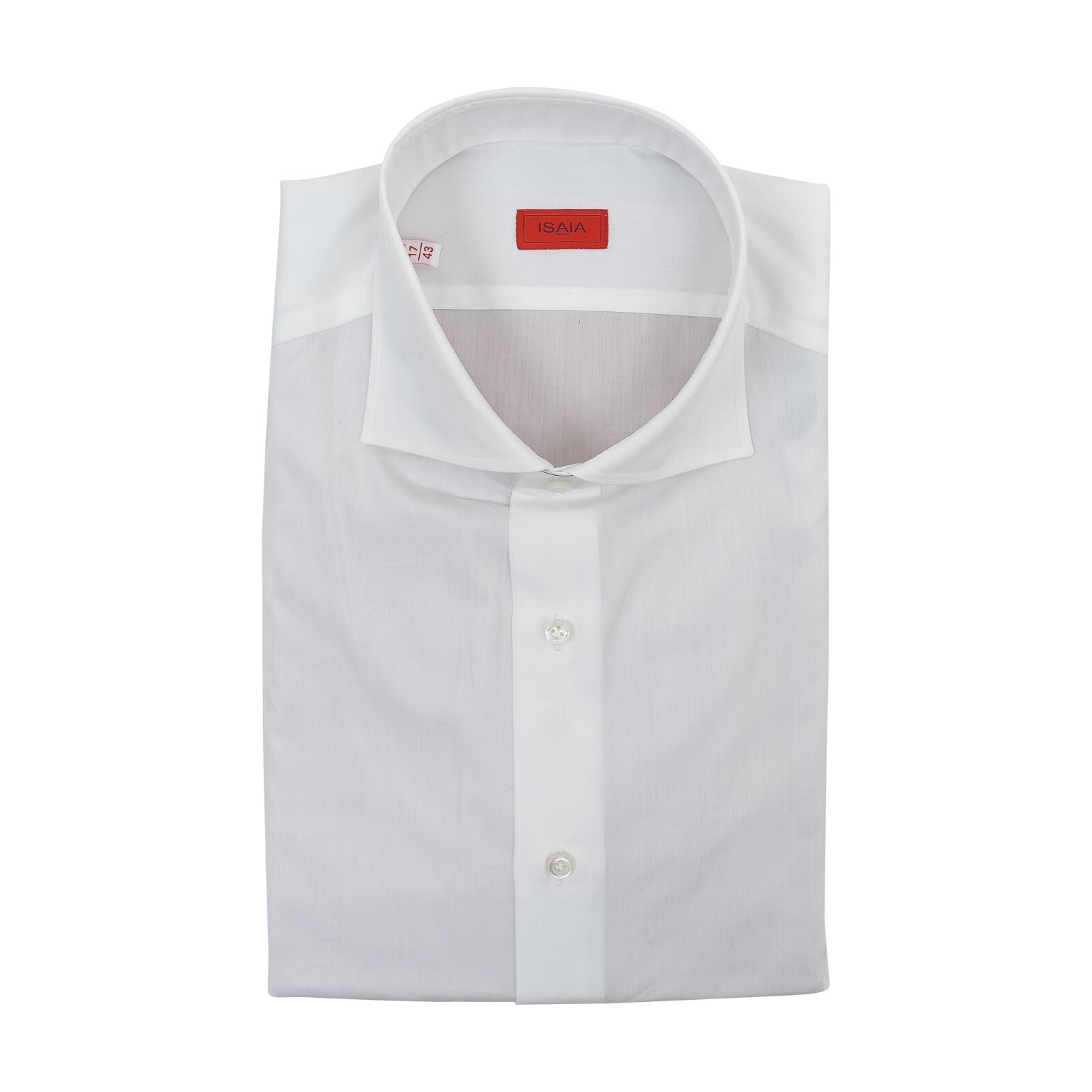 690$ ISAIA NAPOLI Solid White Hand-Sewn Dress Shirt Popeline Cotton 17 - 43