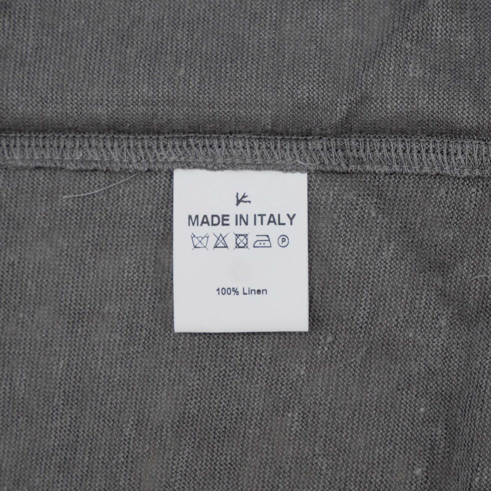 750$ ISAIA NAPOLI Gray Short Sleeve Handmade T-Shirt 100% Linen