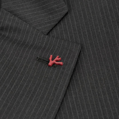 $6850 ISAIA NAPOLI "Capri" Charcoal Gray Suit Hand-Sewn Fine Wool Striped