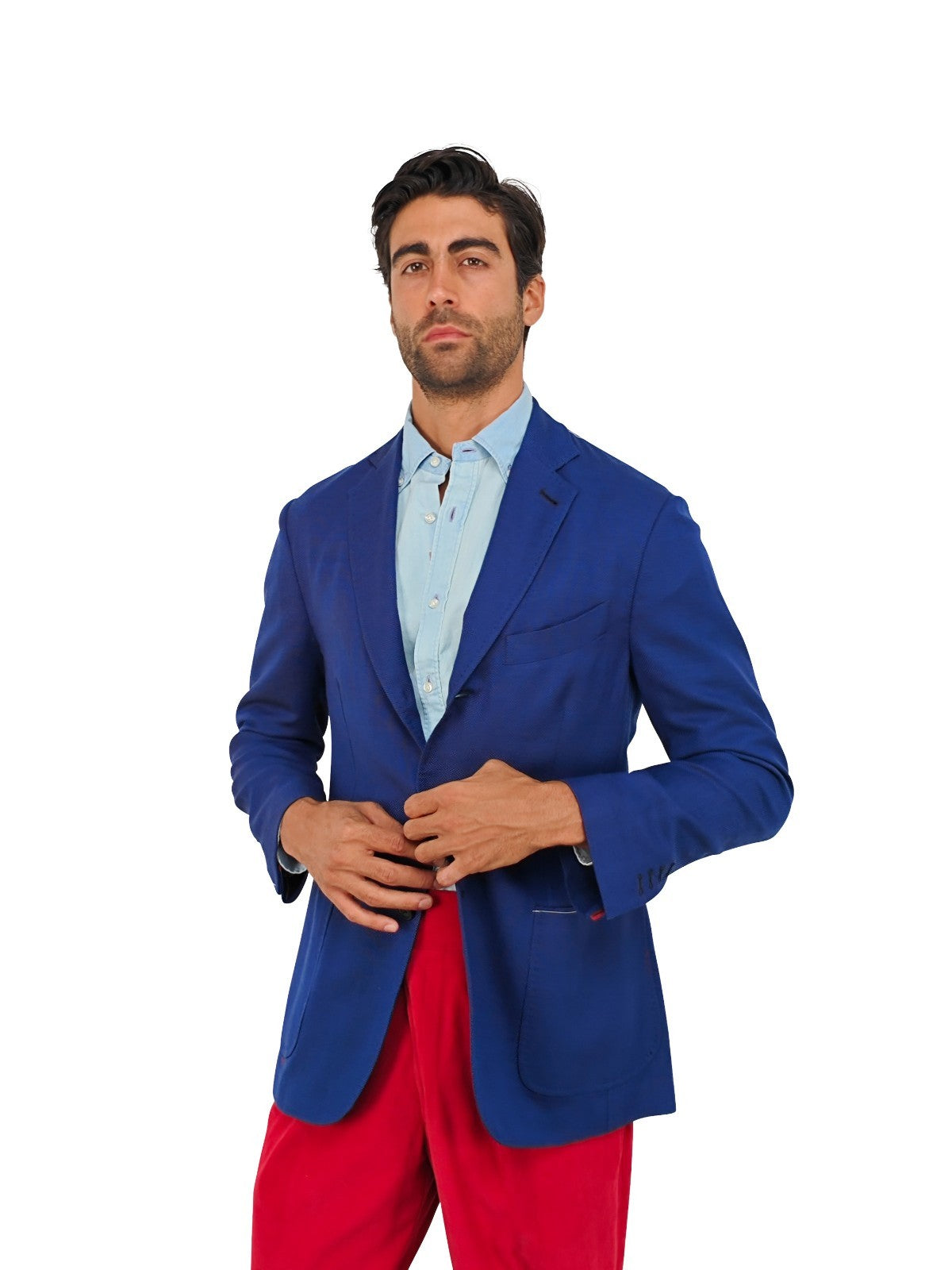 $1590 RUBINACCI NAPOLI Blue Jacket Knit Wool / Mohair / Silk  40 US / 50 EU