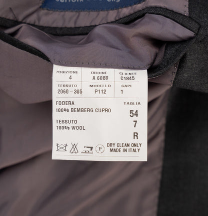 $2400 RAFFAELE CARUSO Dark Gray Suit Superfine Wool 110's 44 US 54 EU