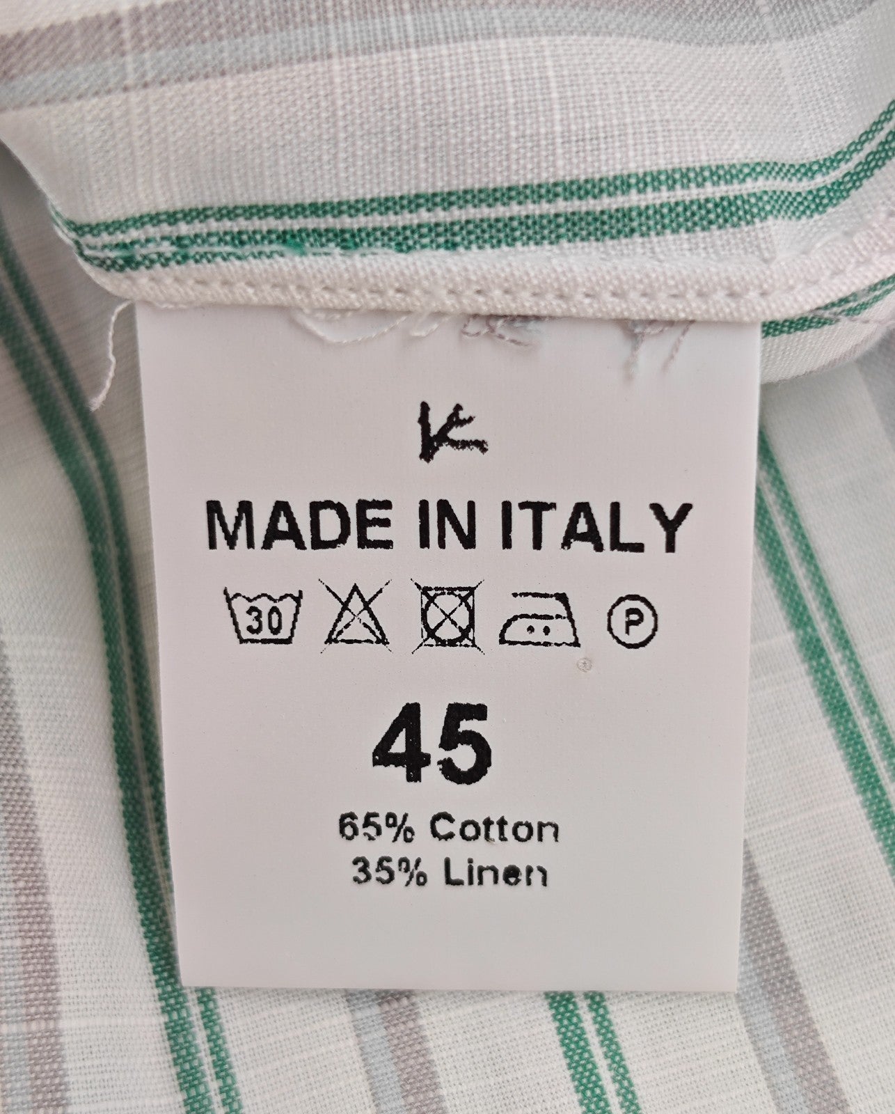 760$ ISAIA NAPOLI "Mix" Dress Shirt White Striped Cotton - Linen 18 - 45