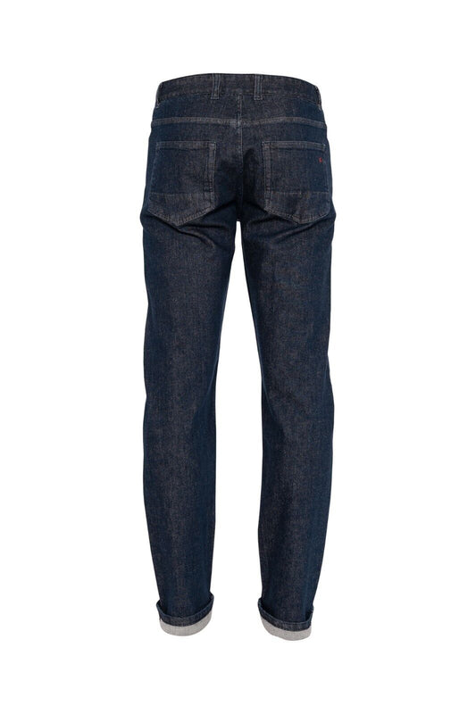 690$ ISAIA NAPOLI Dark Blue 5 Pockets Denim Jeans Trousers Pant Regular Cotton