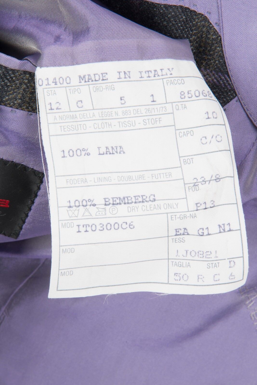 $2195 D'AVENZA Charcoal Wool Jacket Windowpane Hand-Sewn in Italy 40 US / 50 EU