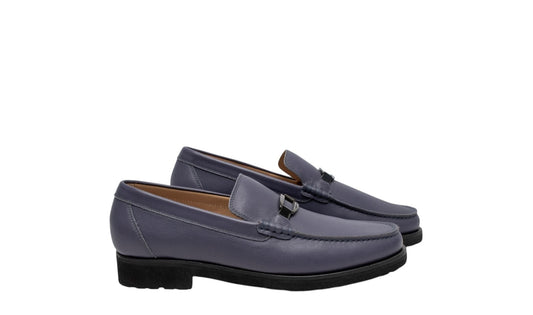 1200$ TESTONI "Gargano" Loafer Shoes Calf Blue Indigo Blue 8 UK / 9 US / 42 IT