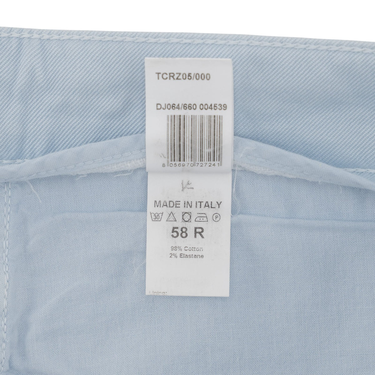 735$ ISAIA Light Indigo Denim Jeans 5 Pocket Pant Cotton Regular Fit 42 US 58 EU