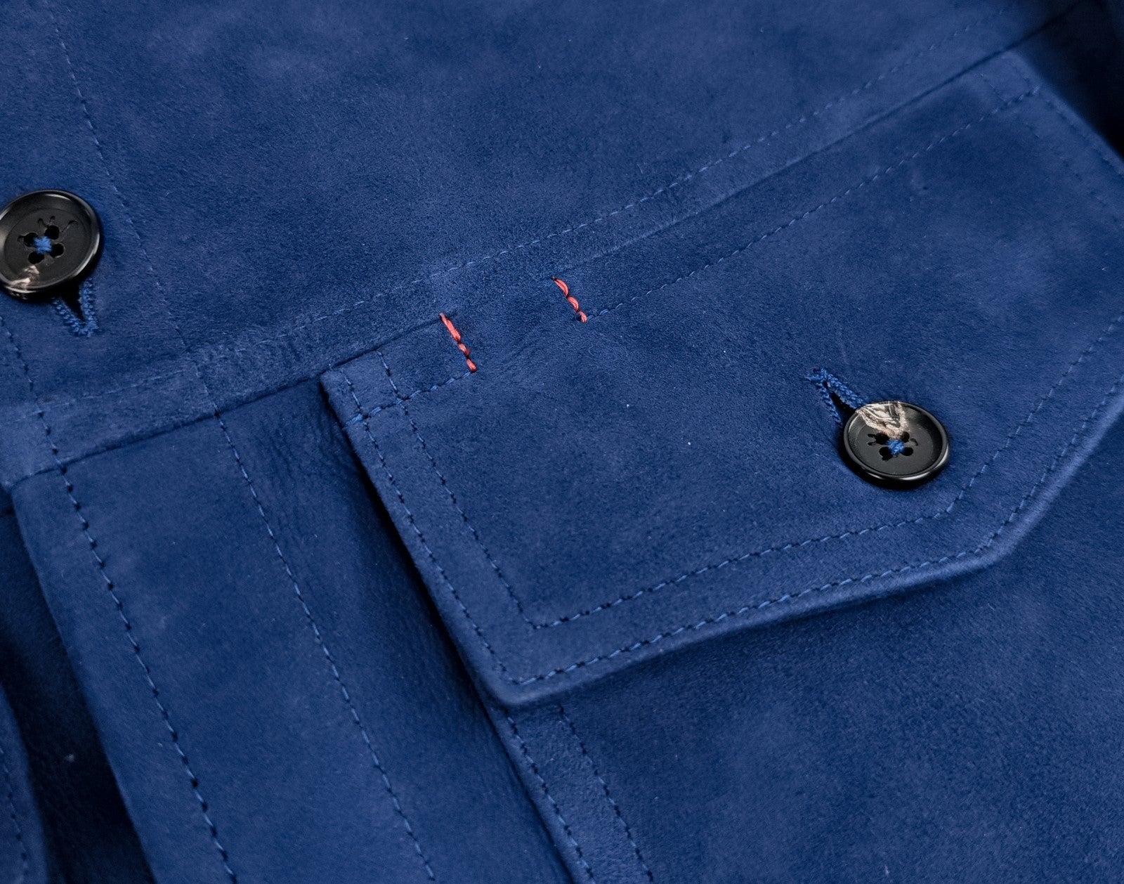 5500$ ISAIA NAPOLI Blue Overshirt Jacket 100% Suede Lambskin Leather